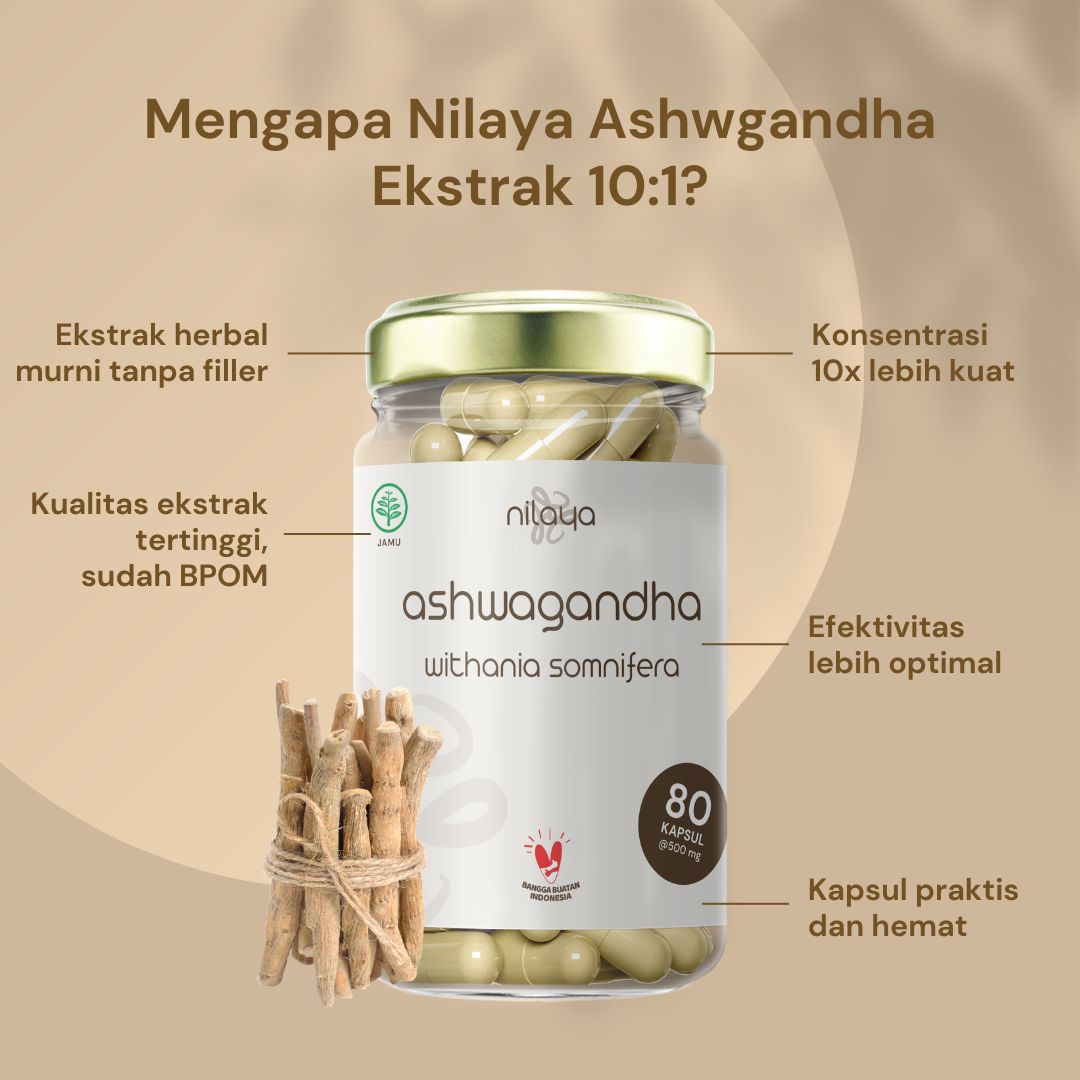 NILAYA Ashwagandha Extract Capsules 10:1 Stop Stress! Helps Relaxation & Focus
