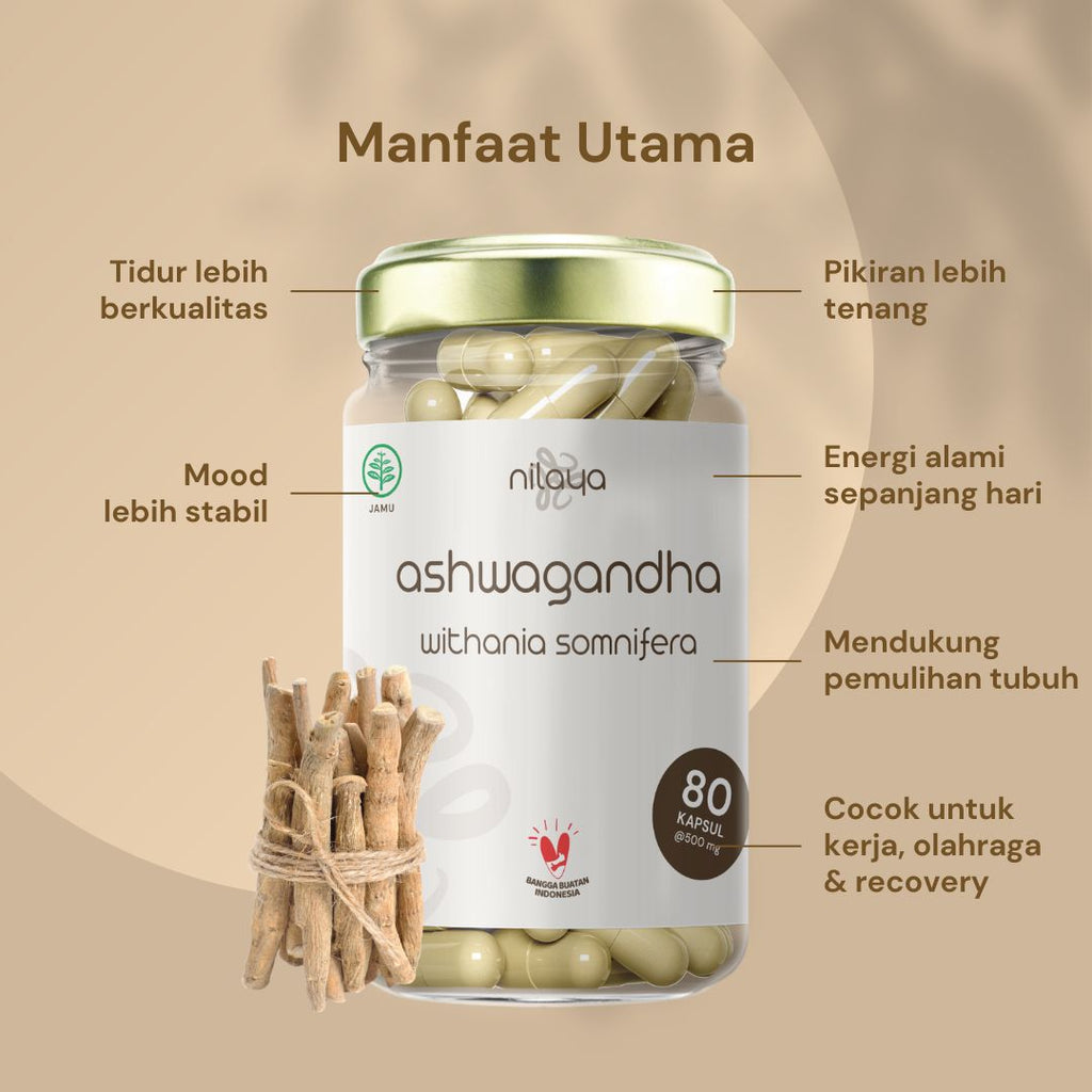 NILAYA Ashwagandha Extract Capsules 10:1 Stop Stress! Helps Relaxation & Focus