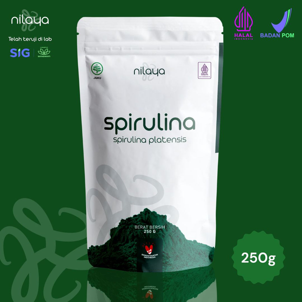 NILAYA Organic Spirulina Powder 250g | Superfood Protein Powder | BPOM & Organic Certified
