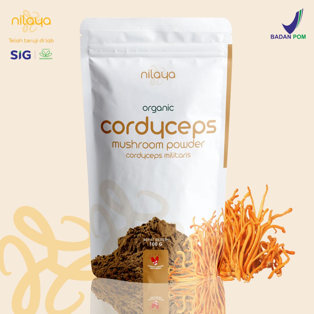 NILAYA Cordyceps Mushroom Powder 100g | Energy, Stamina & Athletic Performance | Organic