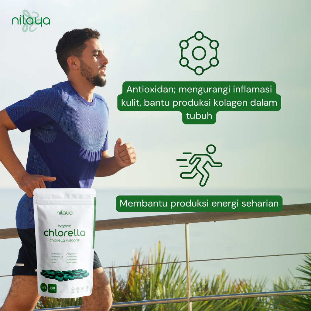 NILAYA Organic Chlorella Tablets 100g — 400 Tablets | Detox Superfood | USDA Organic & Halal