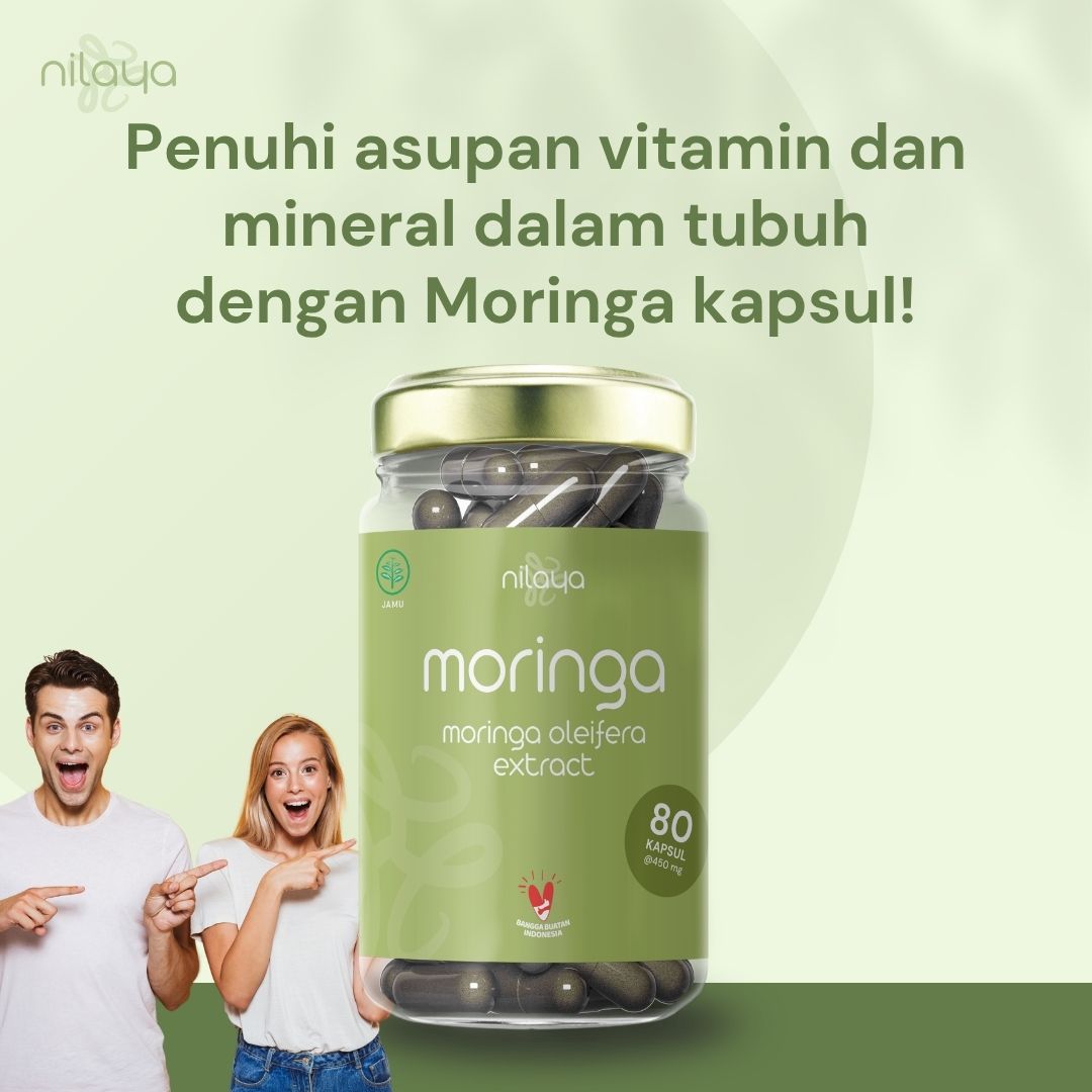 NILAYA Organic Moringa Capsules | 80 Caps @450mg | Miracle Tree Extract | BPOM & Halal