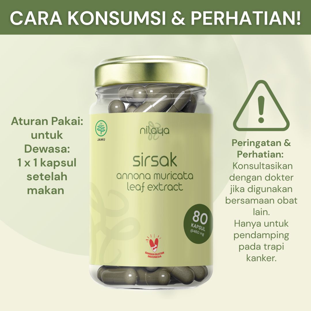NILAYA Soursop (Sirsak) Extract Capsules | 80 Caps @460mg | Immune & Cardiovascular Support