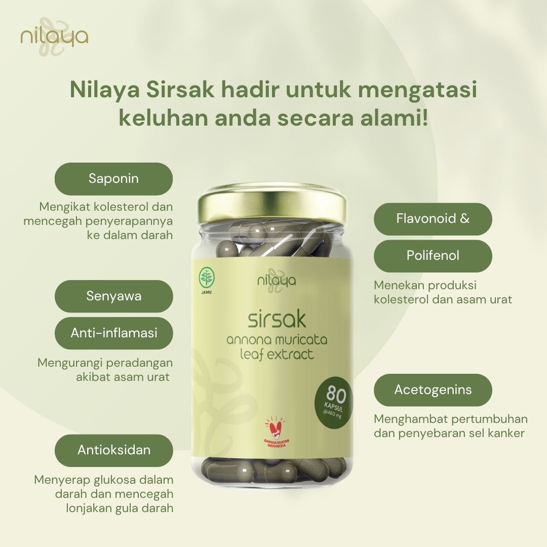 NILAYA Soursop (Sirsak) Extract Capsules | 80 Caps @460mg | Immune & Cardiovascular Support