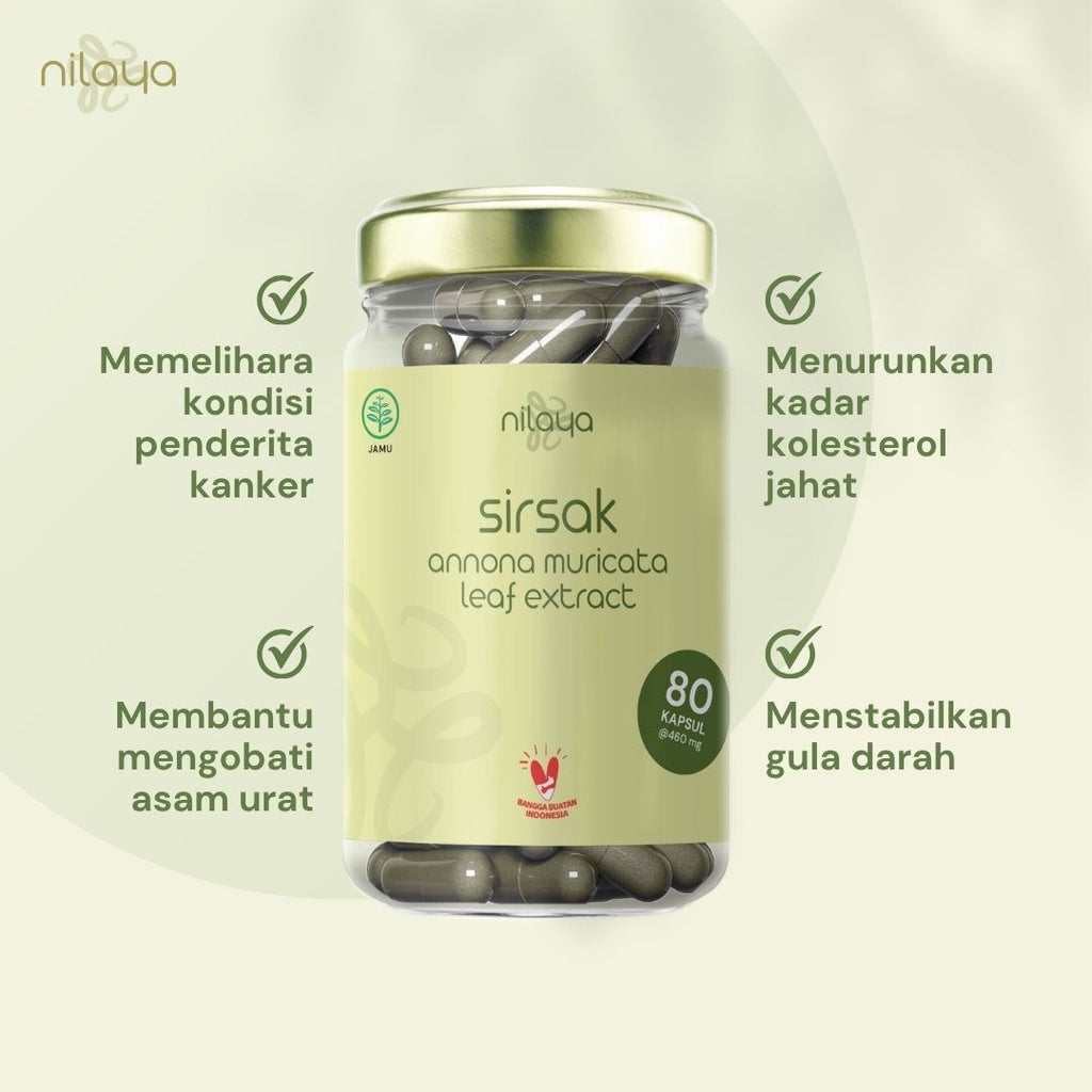 NILAYA Soursop (Sirsak) Extract Capsules | 80 Caps @460mg | Immune & Cardiovascular Support