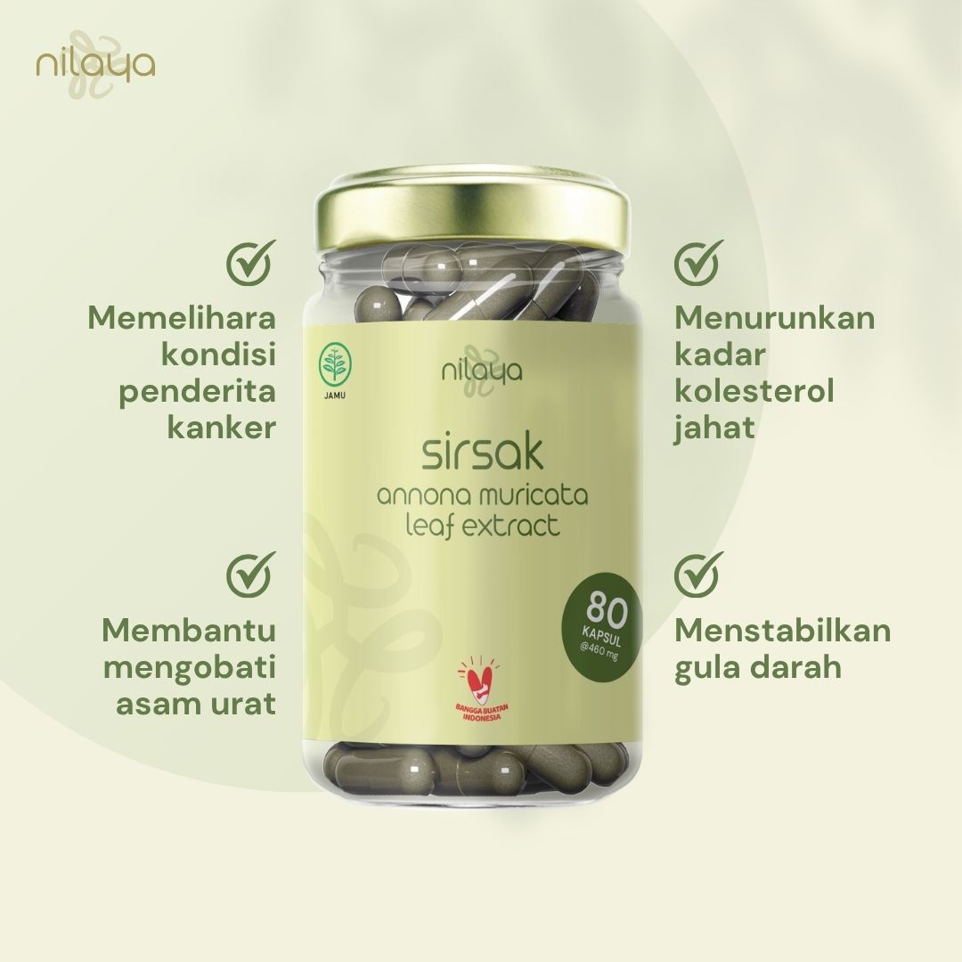 NILAYA Soursop (Sirsak) Extract Capsules | 80 Caps @460mg | Immune & Cardiovascular Support