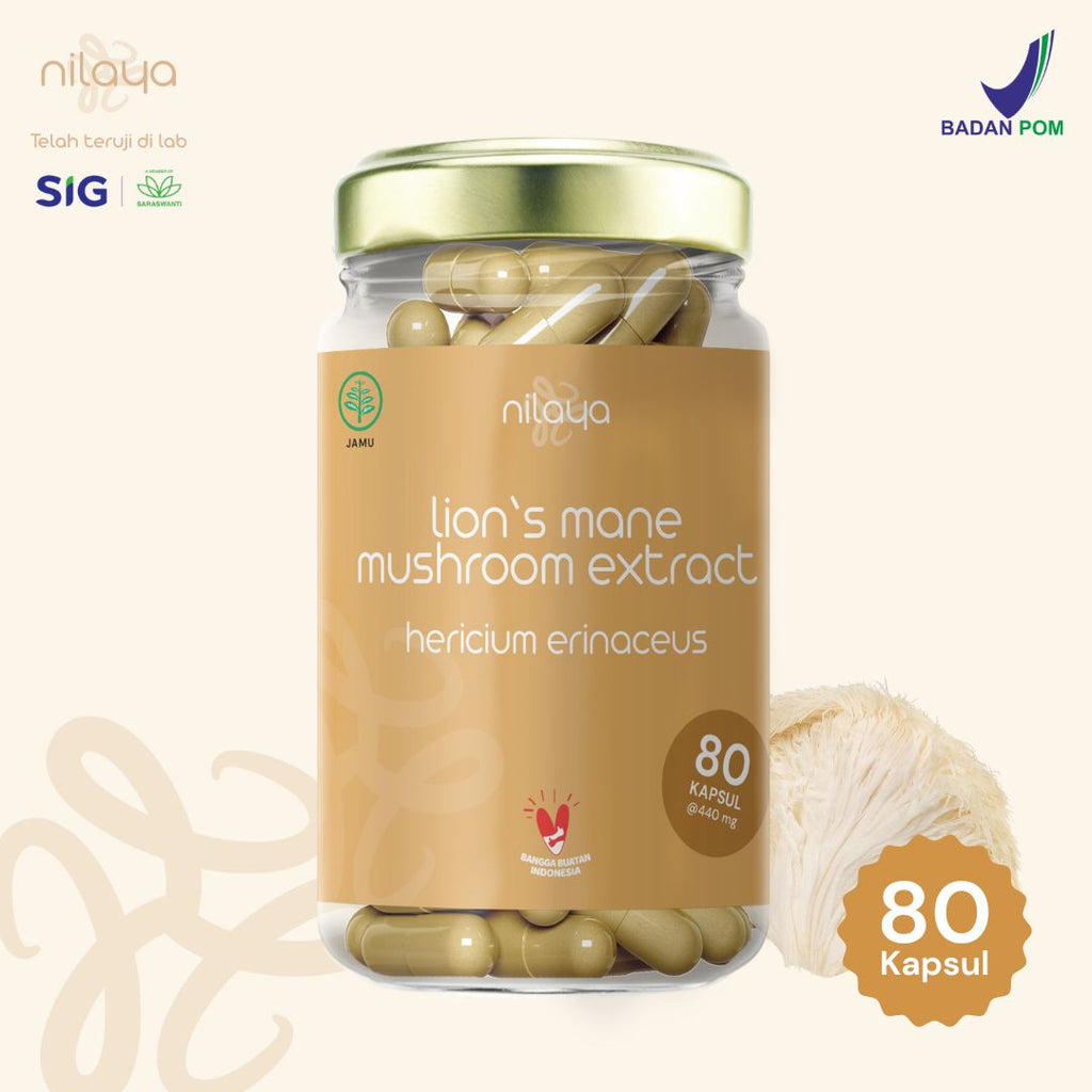 NILAYA Lion's Mane Mushroom Extract Capsules 10:1 | Brain, Memory & Nervous System | Organic
