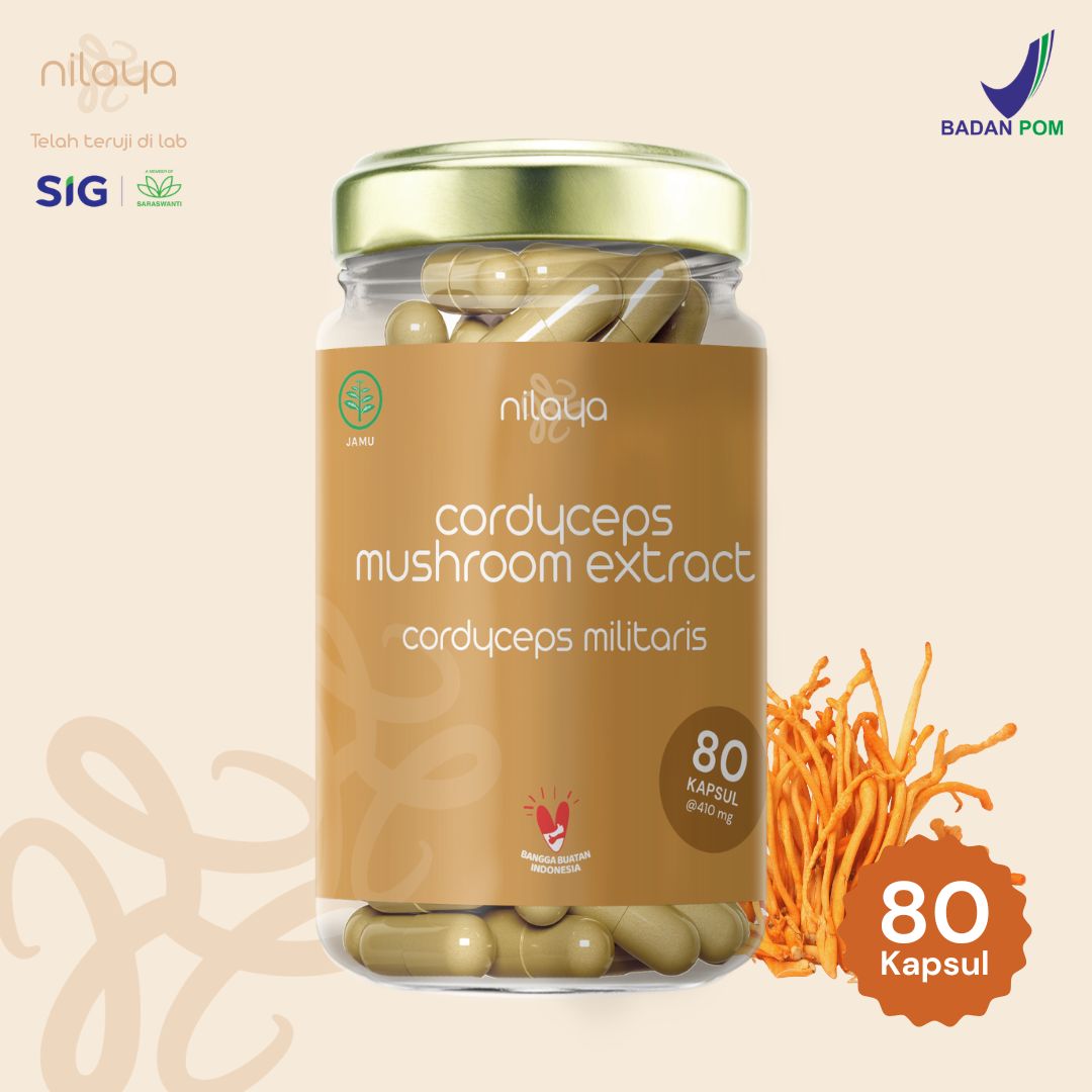 NILAYA Cordyceps Mushroom Extract Capsules 10:1 | Energy, Stamina & Immune Support | Organic