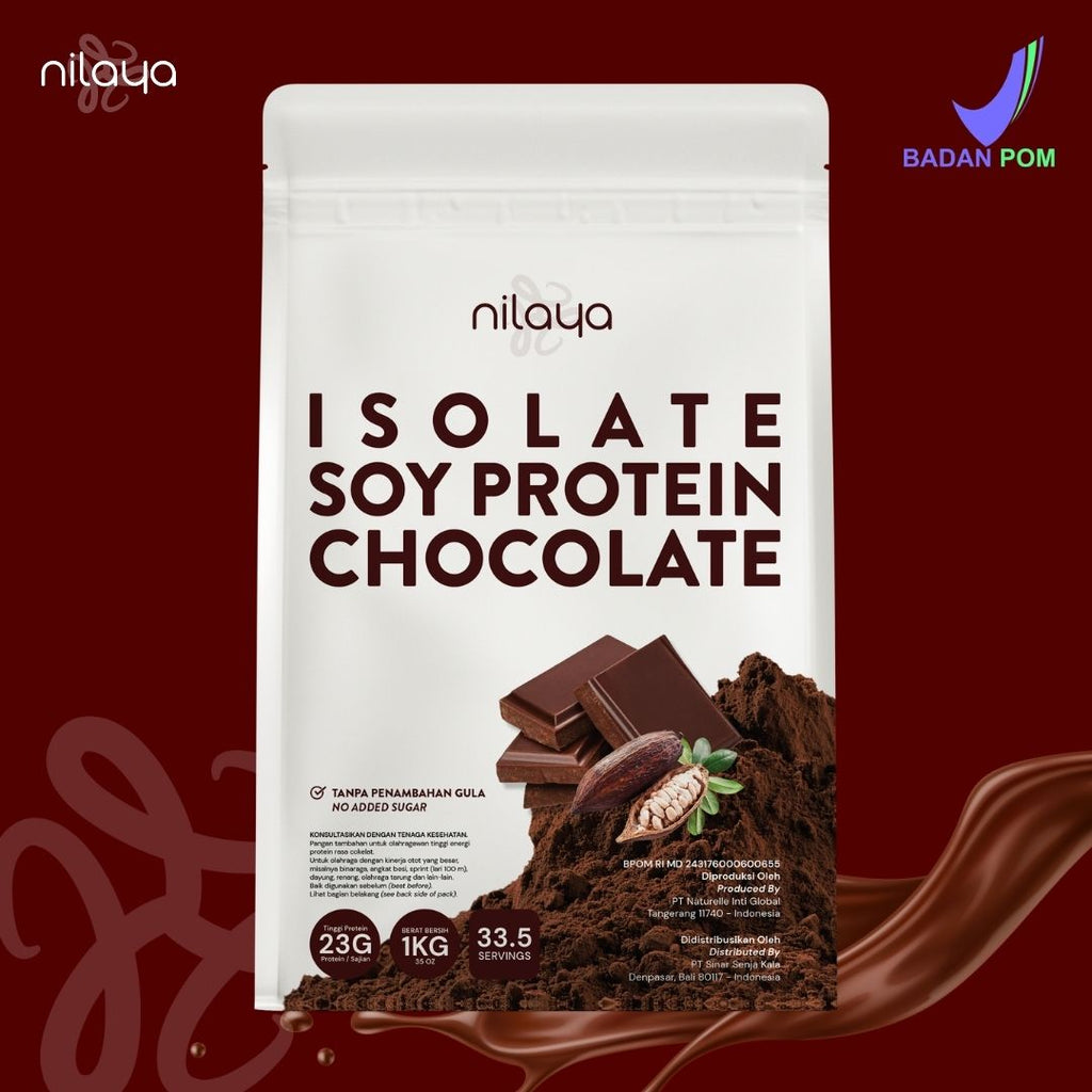 NILAYA Isolate Soy Protein Cacao & Stevia 1kg | 24g Protein/Serving | Non-GMO Vegan Keto