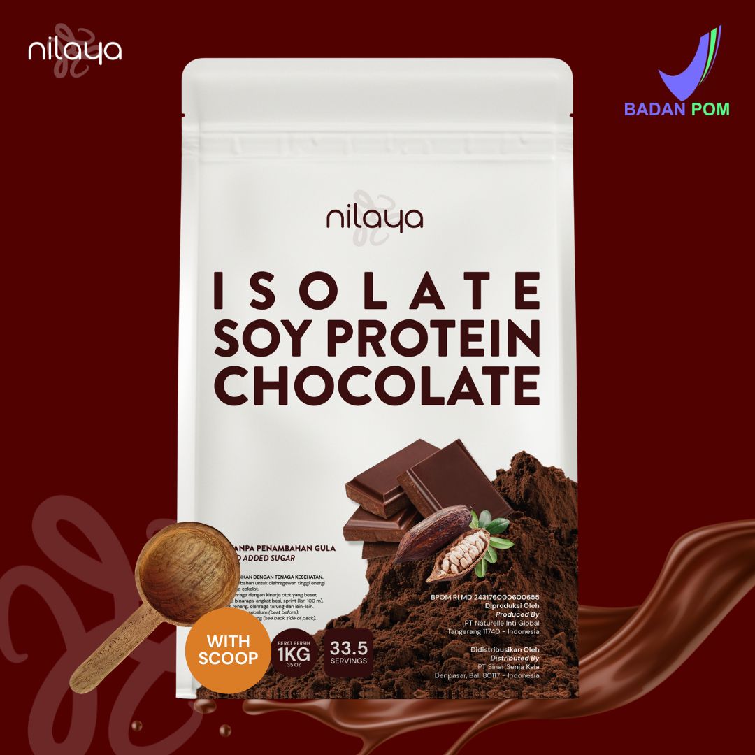 NILAYA Isolate Soy Protein Cacao & Stevia 1kg | 24g Protein/Serving | Non-GMO Vegan Keto