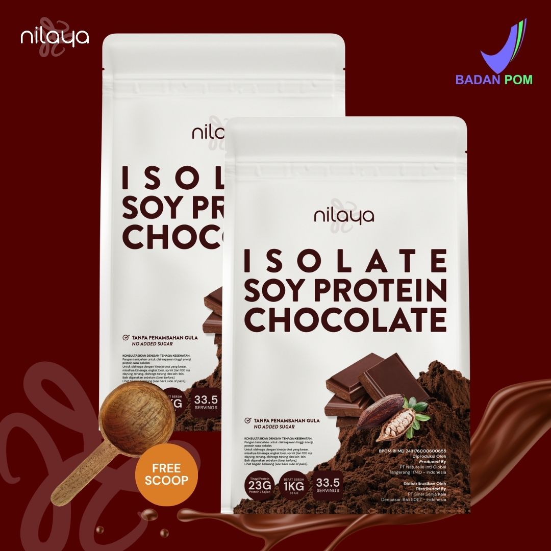 NILAYA Isolate Soy Protein Cacao & Stevia 1kg | 24g Protein/Serving | Non-GMO Vegan Keto
