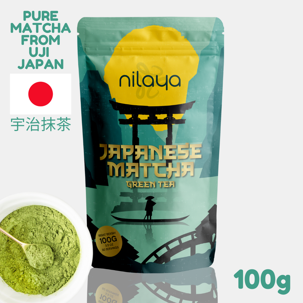 NILAYA Pure Premium Matcha Uji Japan 100g | Ceremonial Grade Green Tea Powder