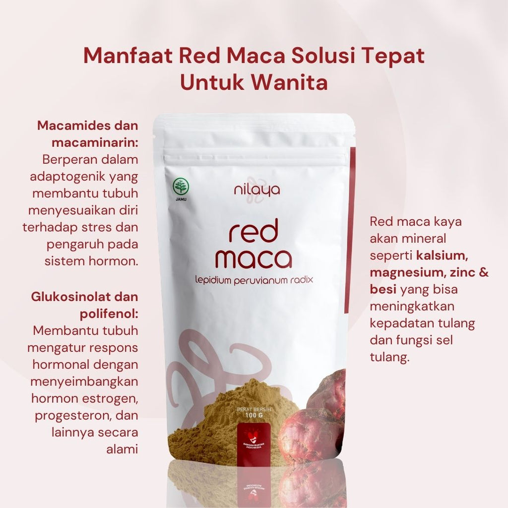 NILAYA Organic Red Maca Powder 100g | Women's Hormone Balance | Menopause & PMS Support