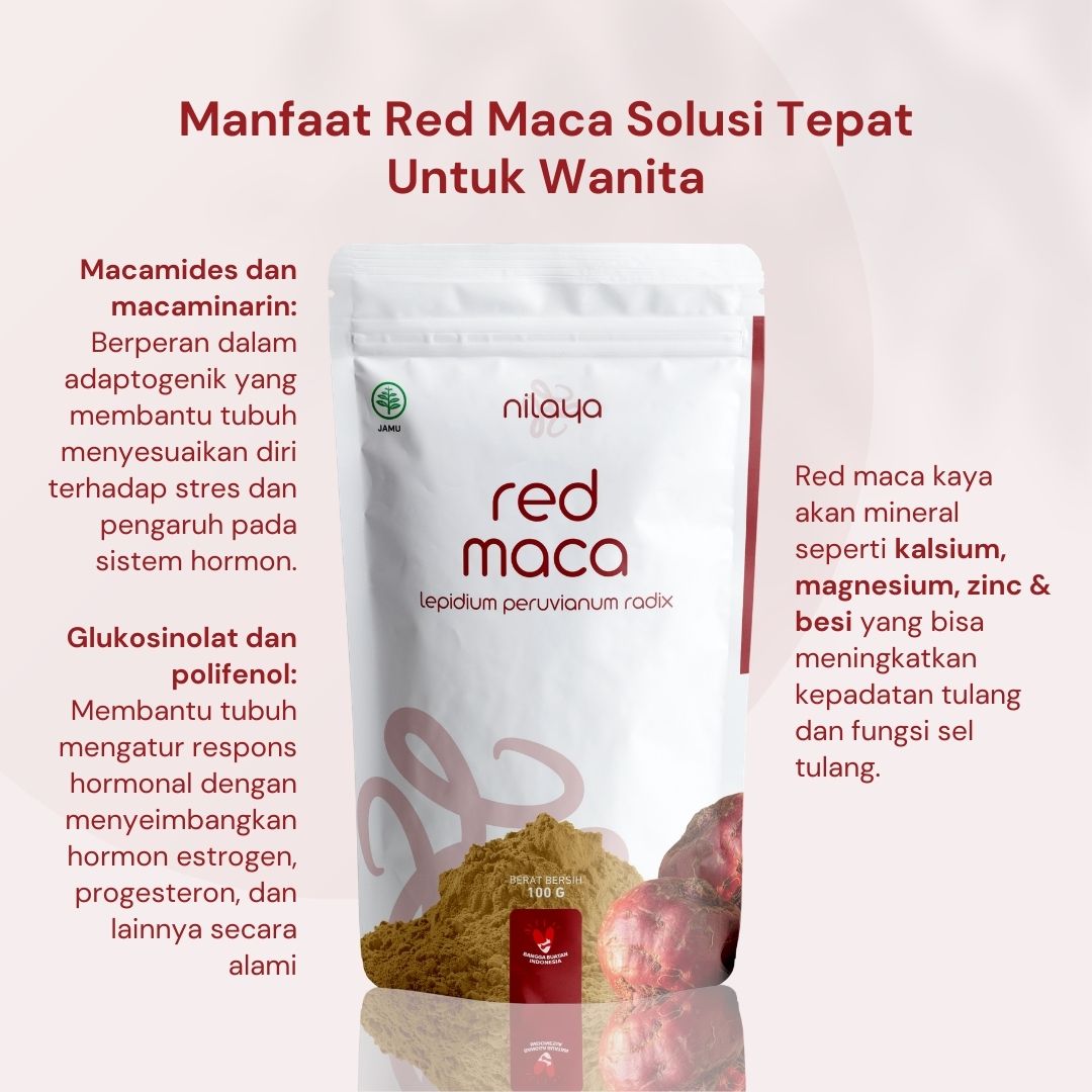 NILAYA Organic Red Maca Powder 100g | Women's Hormone Balance | Menopause & PMS Support
