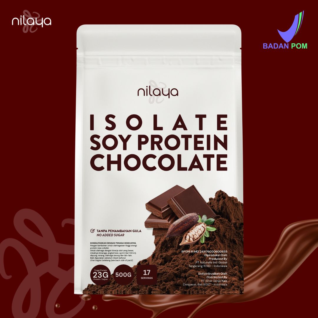 NILAYA Isolate Soy Protein Cacao & Stevia 1kg | 24g Protein/Serving | Non-GMO Vegan Keto