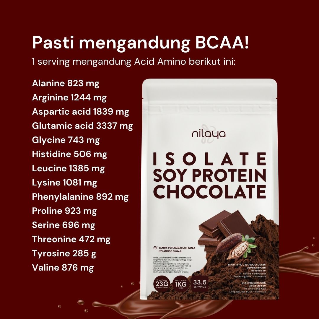 NILAYA Isolate Soy Protein Cacao & Stevia 1kg | 24g Protein/Serving | Non-GMO Vegan Keto