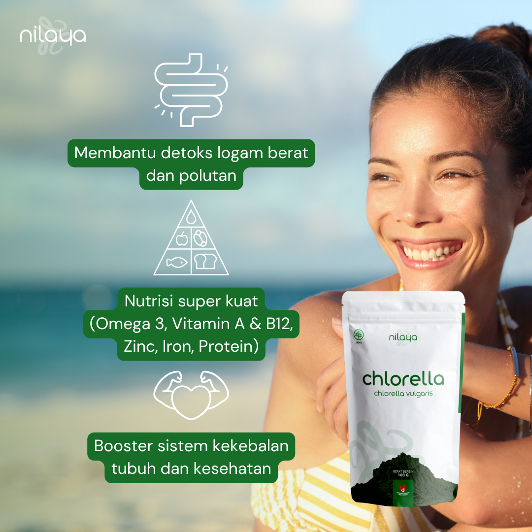 NILAYA Organic Chlorella Powder 100g | Detox & Immune Superfood | USDA Organic & Halal Certified