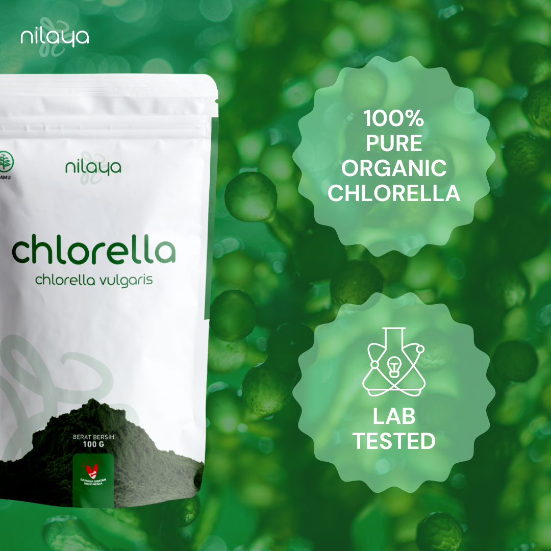 NILAYA Organic Chlorella Powder 100g | Detox & Immune Superfood | USDA Organic & Halal Certified