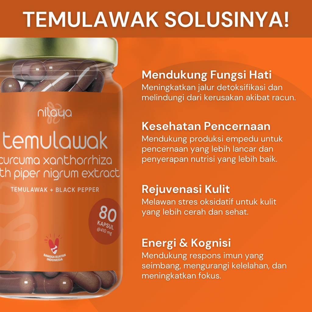 NILAYA Temulawak Extra Curcumin Capsules | 2000% Enhanced Absorption | Liver & Digestive Health