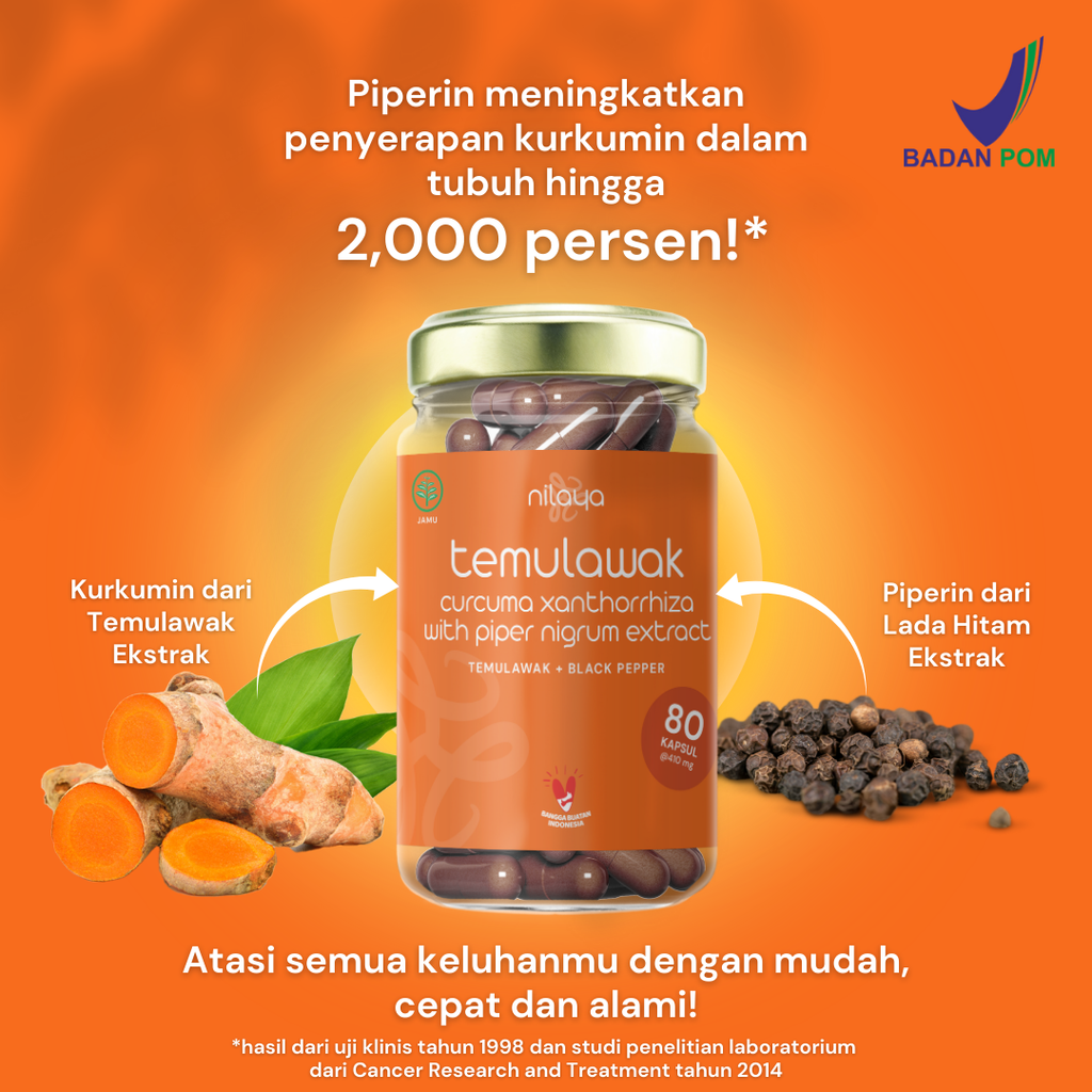 NILAYA Temulawak Extra Curcumin Capsules | 2000% Enhanced Absorption | Liver & Digestive Health