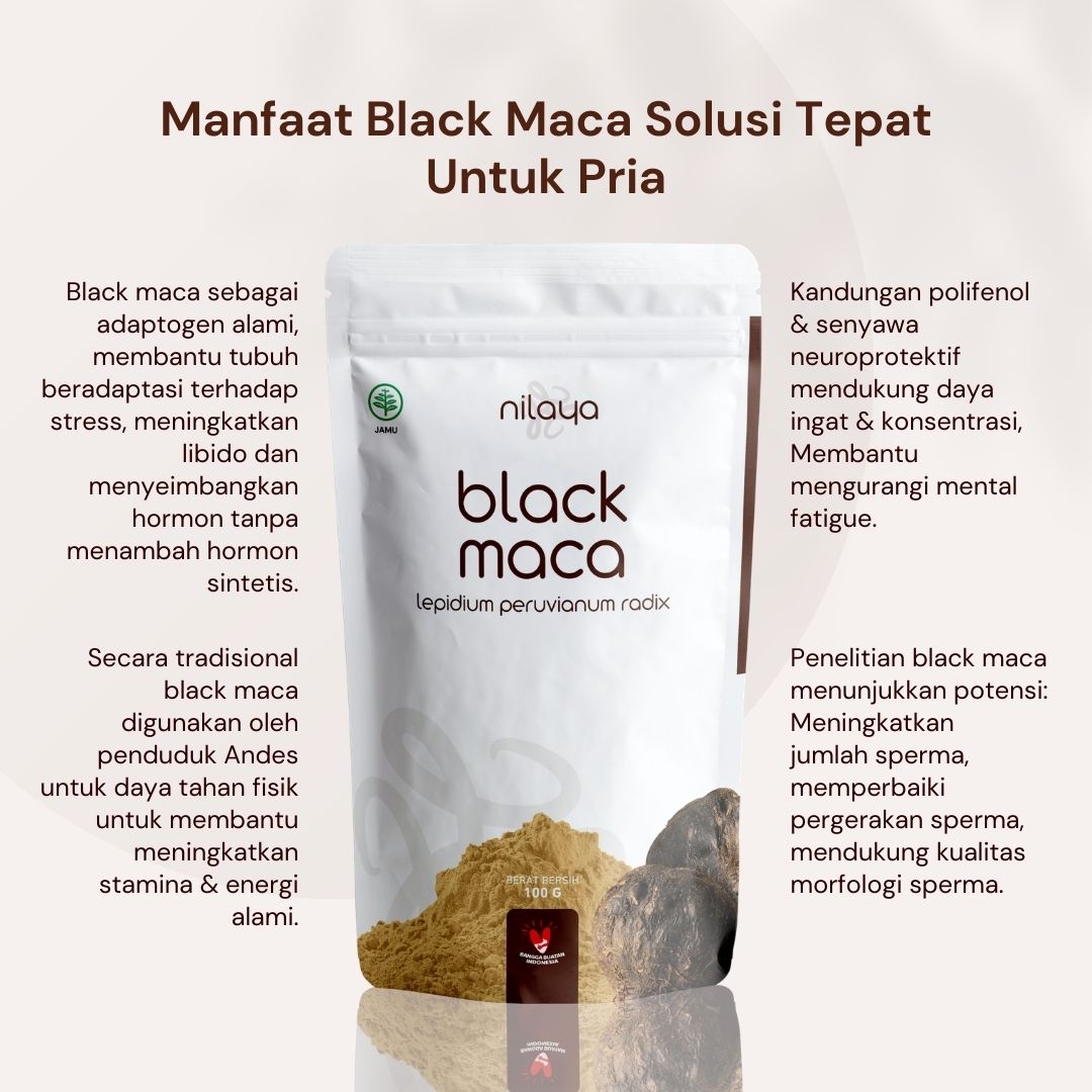 NILAYA Organic Black Maca Powder 100g | Peruvian Ginseng | Stamina, Memory & Performance