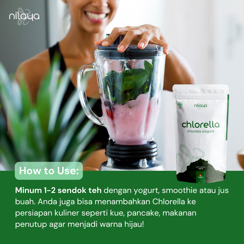 NILAYA Organic Chlorella Powder 100g | Detox & Immune Superfood | USDA Organic & Halal Certified