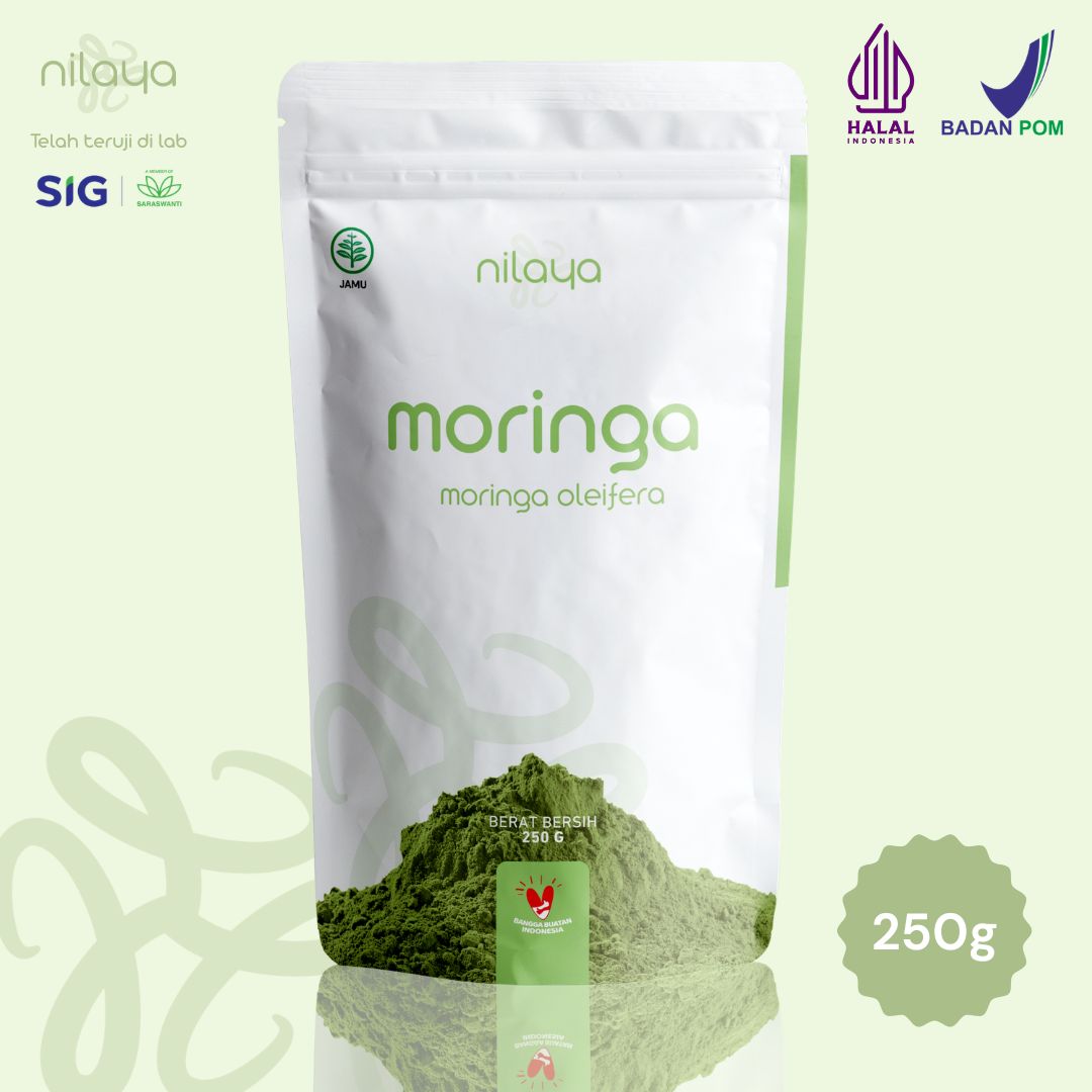 NILAYA Organic Moringa Powder 250g | Miracle Tree Superfood | BPOM & Halal Certified