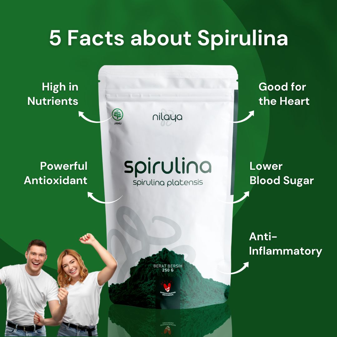 NILAYA Organic Spirulina Powder 100g | Premium Plant Protein & Superfood | BPOM Certified