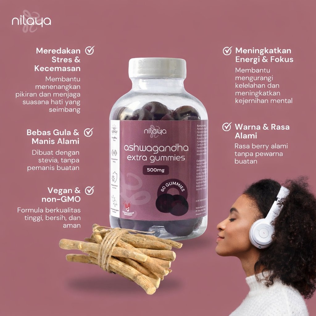 NILAYA Ashwagandha Extract Gummies — Stop Stress Naturally | Zero Sugar | Kids & Adults