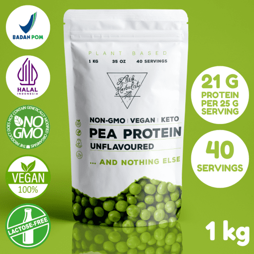 Pea Protein Isolate Unflavored and nothing else 1kg Non-GMO Vegan Keto